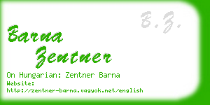 barna zentner business card